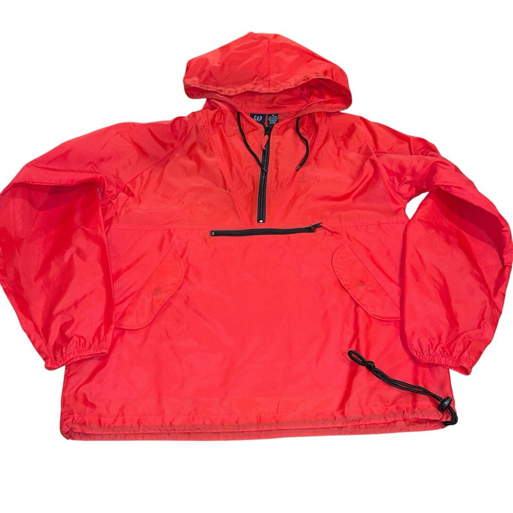 Gap Jacket Mens Medium Anorak Vtg Windbreaker 1/4 Zip Pullover Red Nylon 90s Y2K